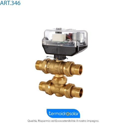 346 Valvola di zona a sfera passaggio totale 4 vie motorizzata 230 Volt con bypass
