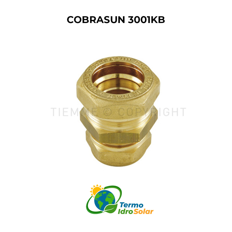Raccordo Dritto Doppio Inox-Rame COBRASUN 3001KB Tiemme - DN12 a DN25