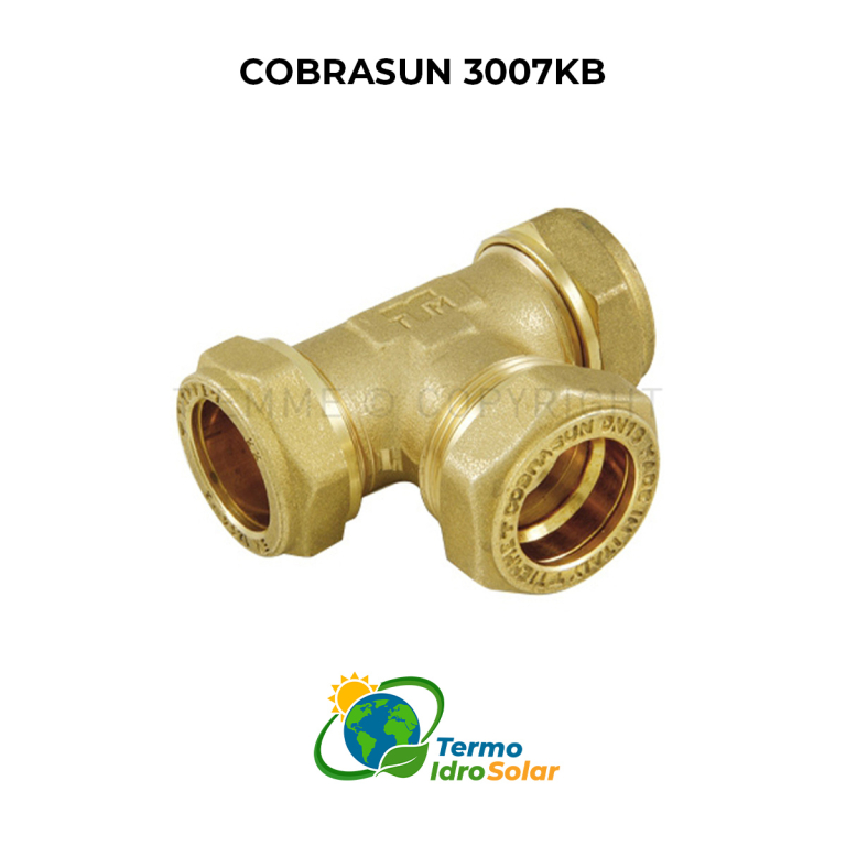 Raccordo TEE Rame/Inox/Rame COBRASUN 3007KB Tiemme - 22mm/DN16/22mm