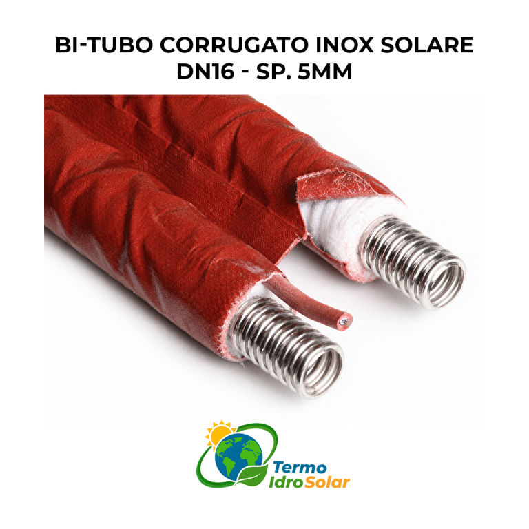 BI-TUBO CORRUGATO INOX SOLARE DN16 AEROGEL SPESSORE 5mm.