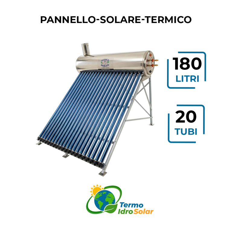 PANNELLO 20 TUBI CON ACCUMULO 180 LITRI VASO APERTO