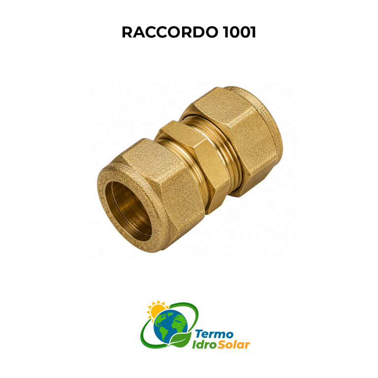 Raccordo dritto doppio a compressione per tubo rame