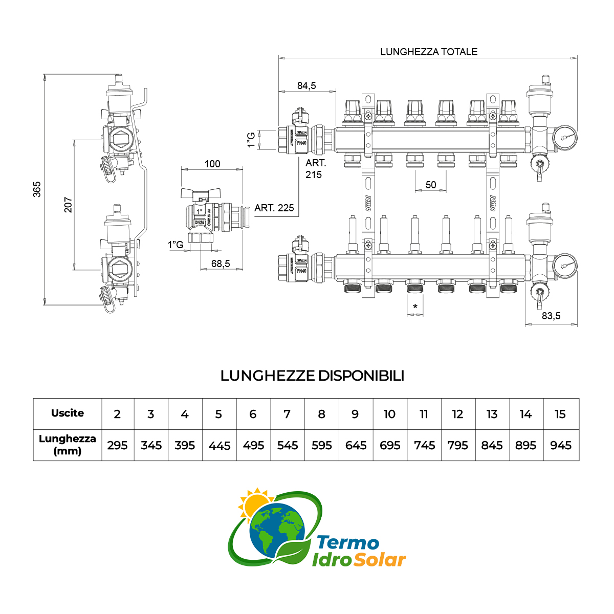 K031 Collettore radiante 1"x3/4" euroconus con regolazione manuale/termostatizzabile vavole dritte o a squadra - immagine 4