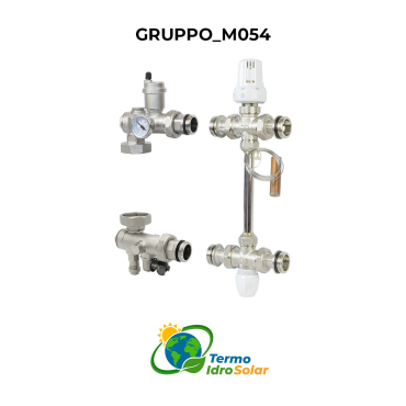 M054 1" Gruppo di miscelazione a punto fisso a tre vie con testa termostatica
