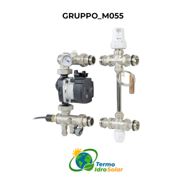 M055 1" Gruppo di miscelazione a punto fisso a tre vie con termostato e testa termostatica