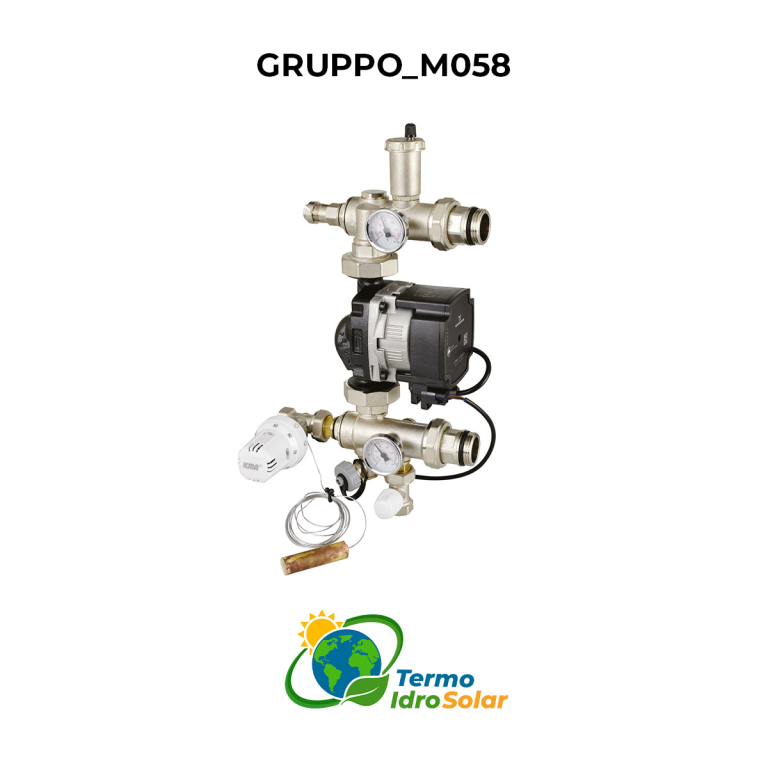 M058 1" Gruppo di miscelazione a punto fisso con pompa di ricircolo e testa termostatica
