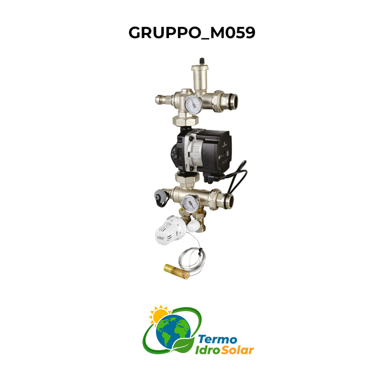 M059 1" Gruppo di miscelazione con pompa di ricircolo e testa termostatica