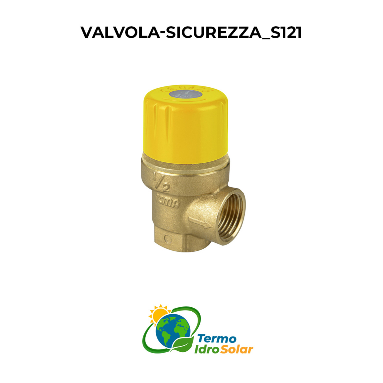Valvola di Sicurezza a Taratura Fissa S121 - Protezione Essenziale per Impianti Solari Termici.