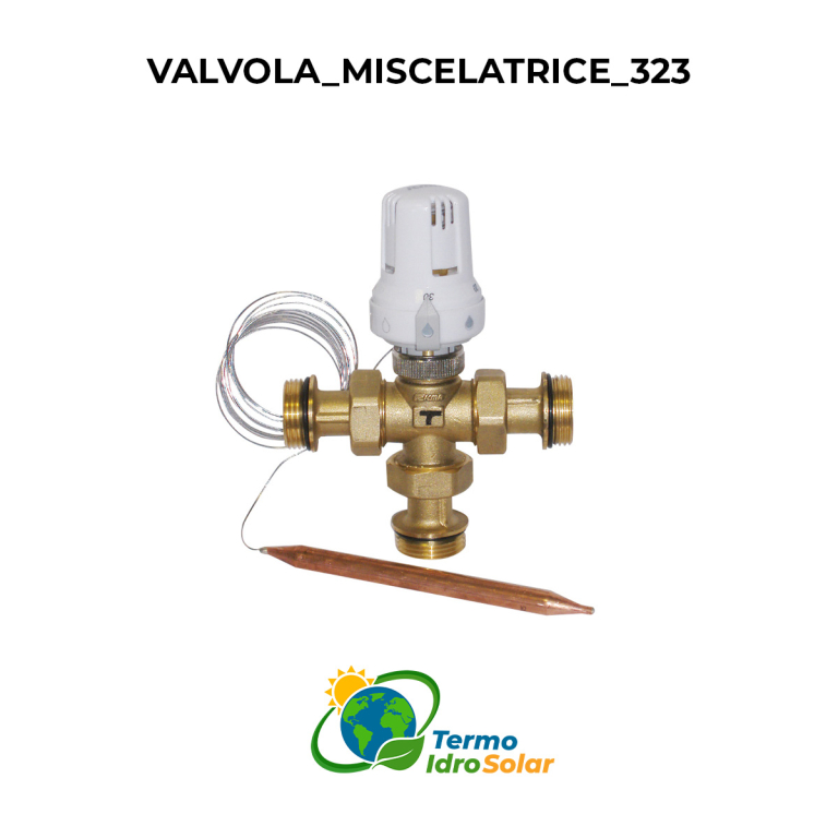 323 Valvola miscelatrice a tre vie con sensore termostatico a capillare 20-50°C