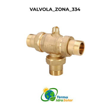 334 Valvola di zona deviatrice a tre vie a sfera con by-pass con bocchettoni