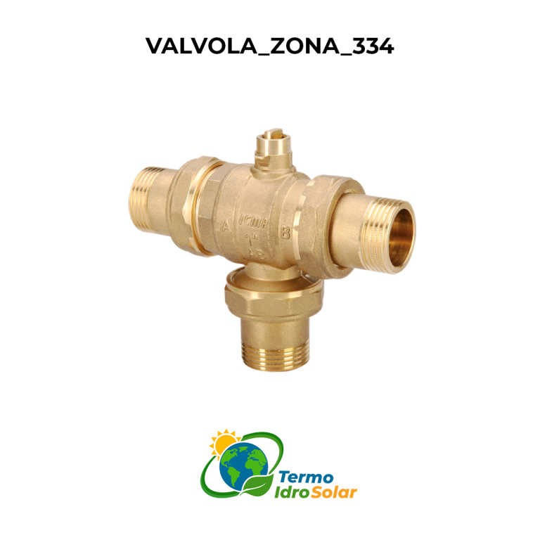 334 Valvola di zona deviatrice a tre vie a sfera con by-pass con bocchettoni