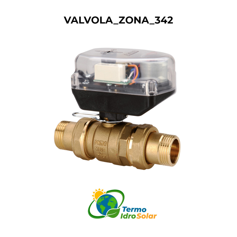 342 Valvola di zona a sfera a due vie bocchettoni maschio passaggio totale motorizzata 230 Volt