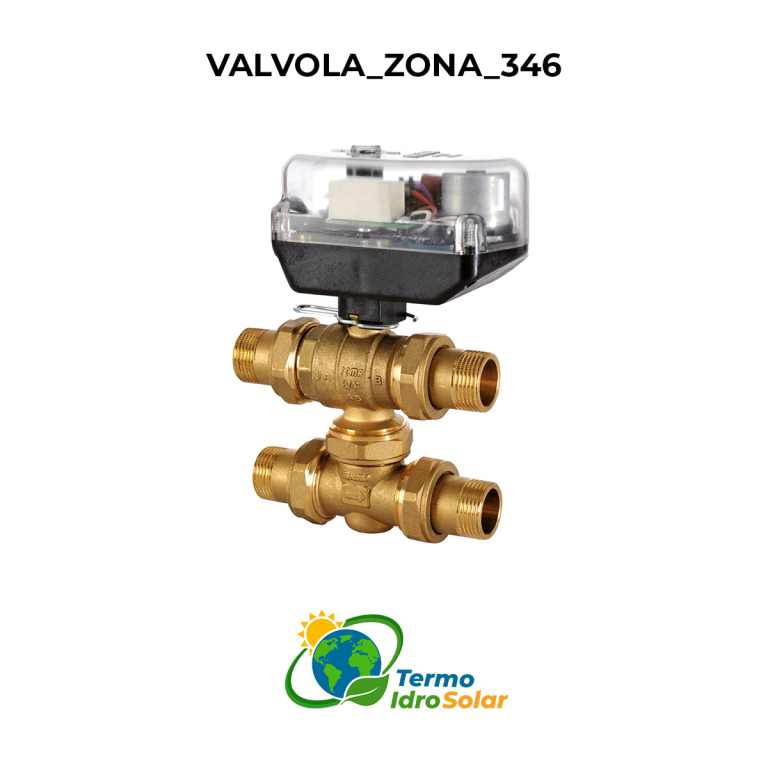 346 Valvola di zona a sfera passaggio totale 4 vie motorizzata 230 Volt con bypass