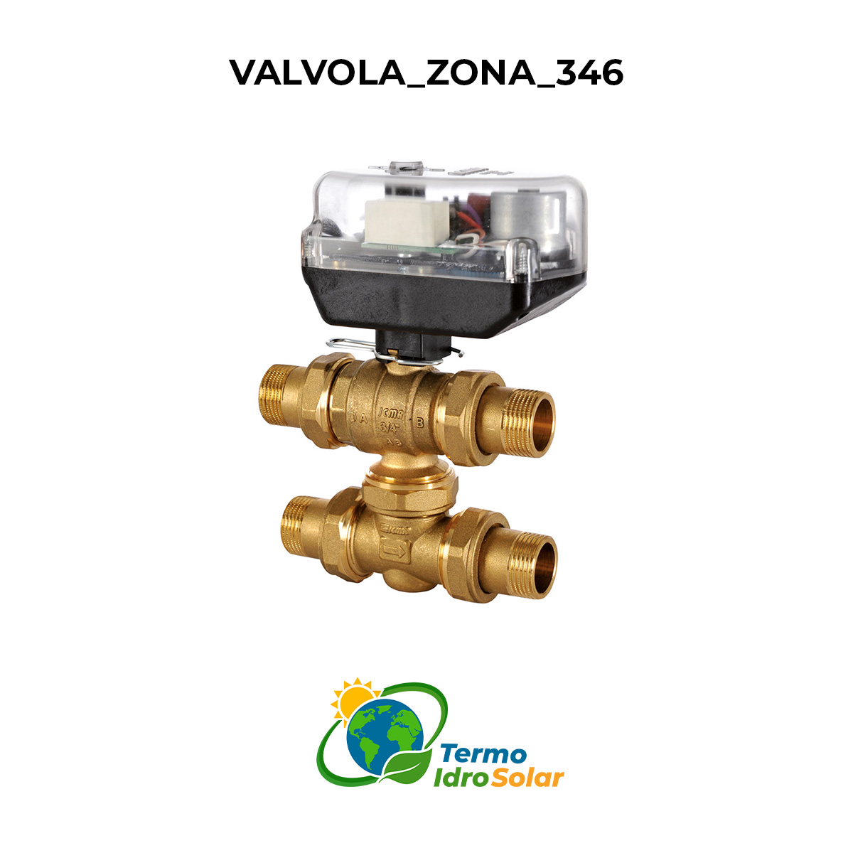 346 Valvola di zona a sfera passaggio totale 4 vie motorizzata 230 Volt con bypass