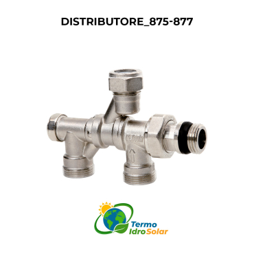 Distributore ICMA 875-877 – Regolazione del flusso per impianti monotubo e bitubo, con filettature 3/4" e 24x1,5.