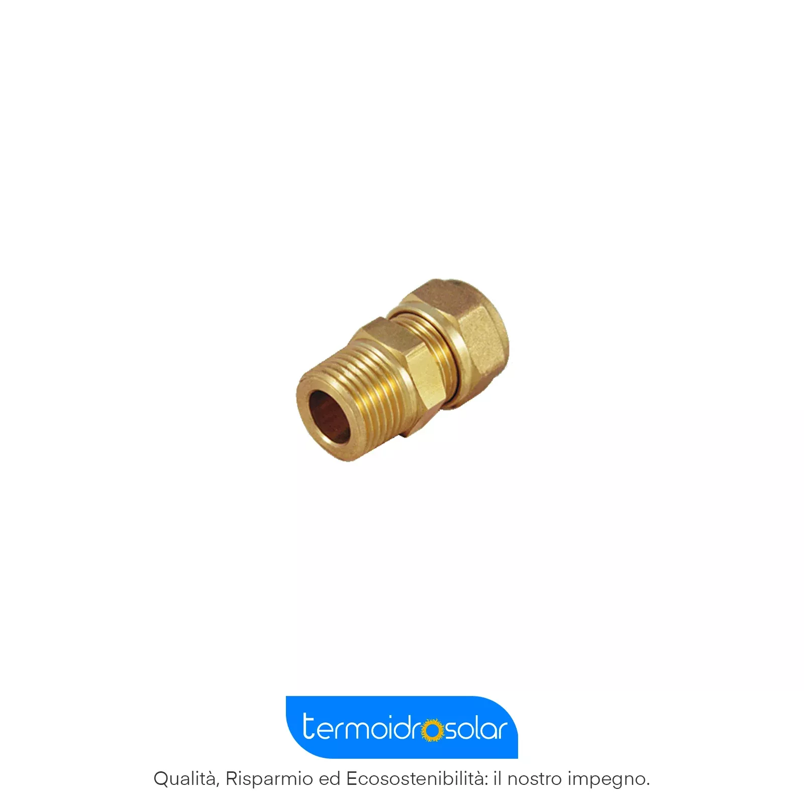 Raccordo Dritto a Compressione Maschio per Tubo Rame.