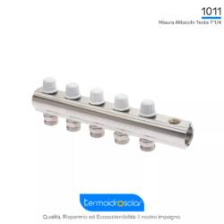 Collettore di mandata ICMA 1011 con detentori a regolazione micrometrica e attacchi da 1"1/4.