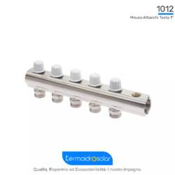 Collettore di mandata ICMA 1012 con detentori a regolazione micrometrica e filettatura M24x1,5.