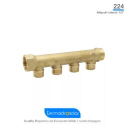 Collettore Semplice Cromato per Riscaldamento 3/4" e Attacchi Laterali 1/2"