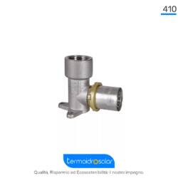 Raccordo a pressare SEMPITER® 410 in ottone con filettatura ISO 228-1 per staffaggio a muro.
