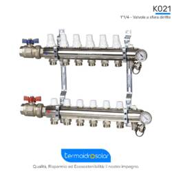 K021 1"1/4  valvole dritte Kit collettore con regolazione e misuratori portata