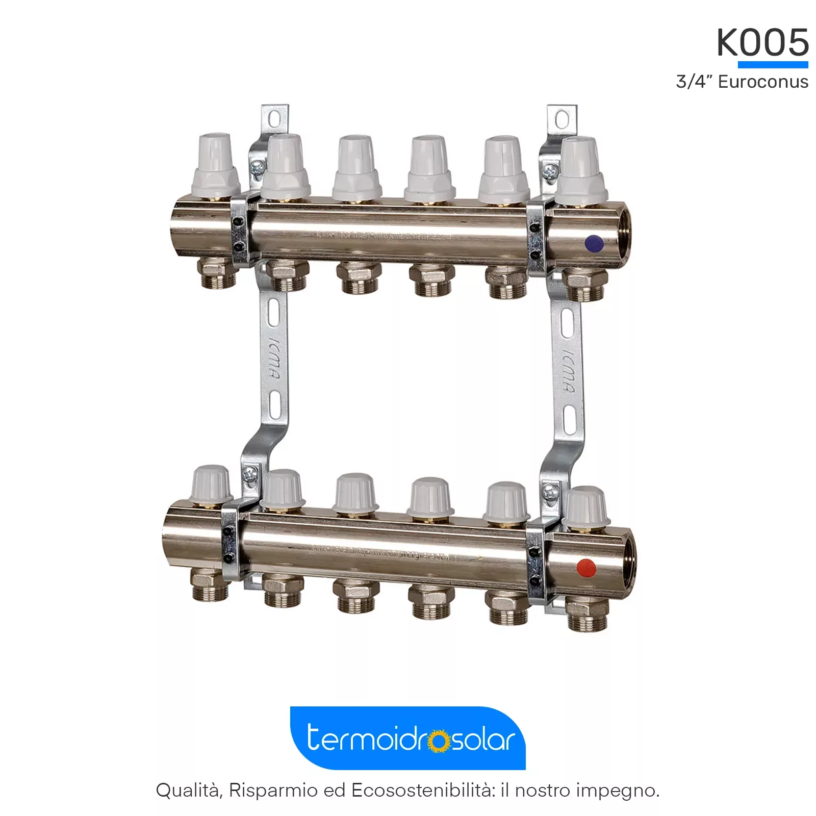 K005 1" kit collettori per Riscaldamento a Pavimento - 3/4" Euroconus