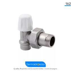 Detentore a Squadra a Saldare ICMA 162 – Regolazione e bilanciamento per impianti bitubo, misura 1/2" x 15 mm.