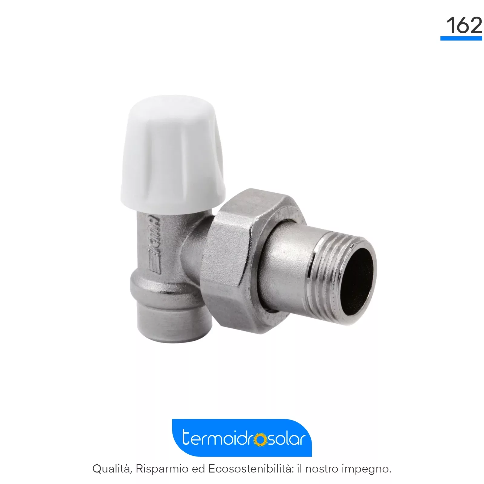 Detentore a Squadra a Saldare ICMA 162 – Regolazione e bilanciamento per impianti bitubo, misura 1/2" x 15 mm.