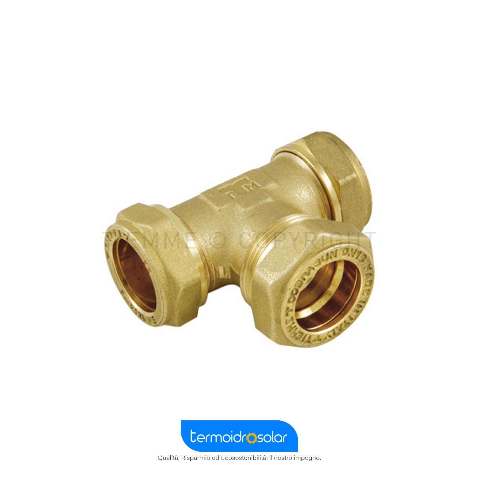 Raccordo TEE Rame/Inox/Rame COBRASUN 3007KB Tiemme - 22mm/DN16/22mm