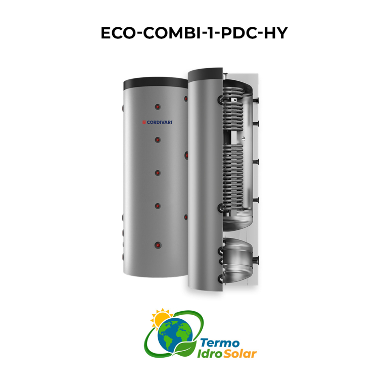 ECO COMBI 1 PDC con scambiatore per ACS e volano termico caldo-freddo per pompe di calore