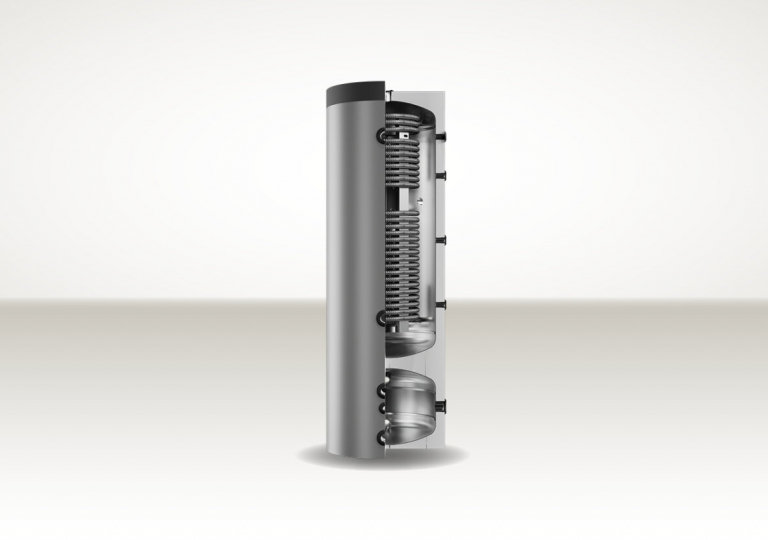 ECO COMBI 1 PDC con scambiatore per ACS e volano termico caldo-freddo per pompe di calore