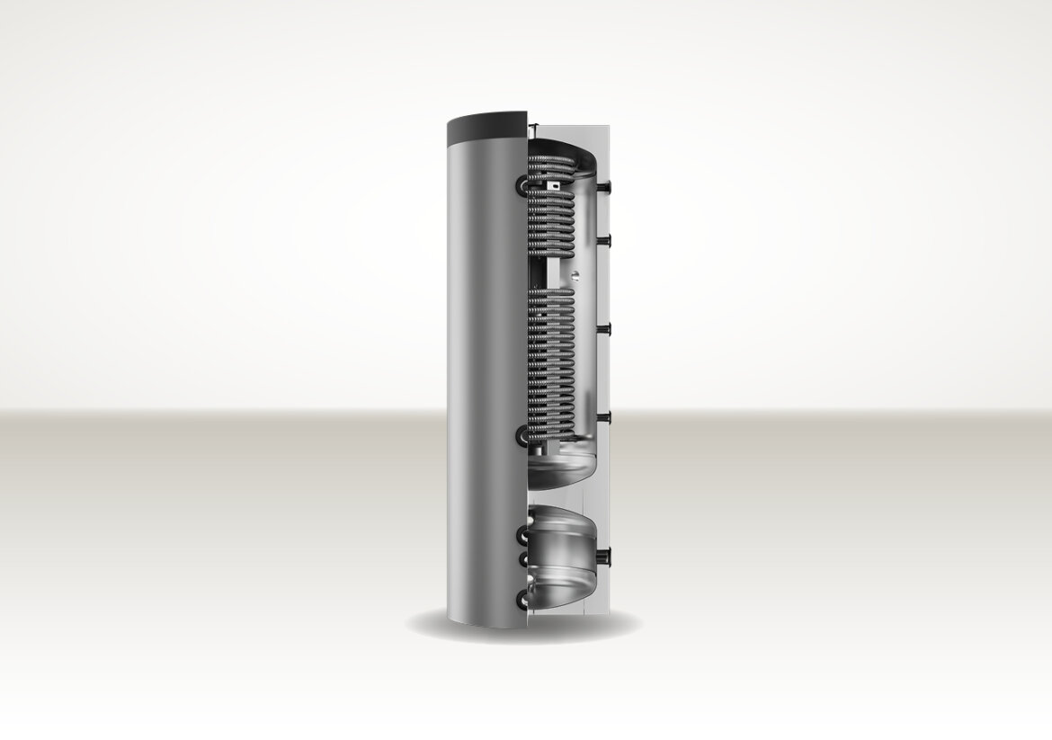 ECO COMBI 1 PDC con scambiatore per ACS e volano termico caldo-freddo per pompe di calore