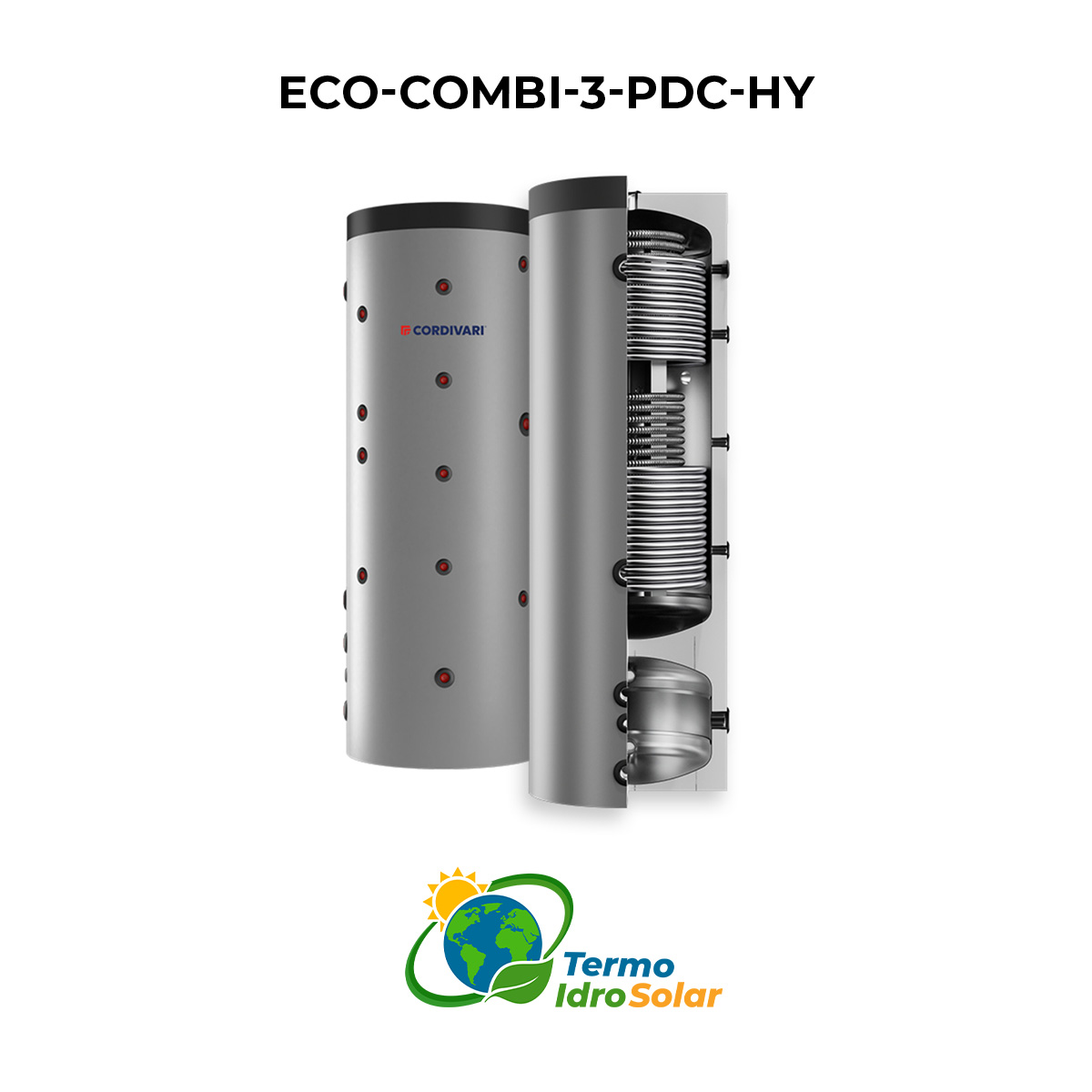 ECO COMBI 3 PDC HY con scambiatore per ACS, volano termico caldo-freddo e 2 scambiatori fissi