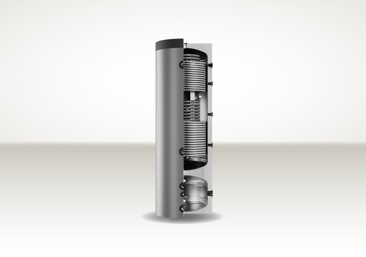 ECO COMBI 3 PDC HY con scambiatore per ACS, volano termico caldo-freddo e 2 scambiatori fissi