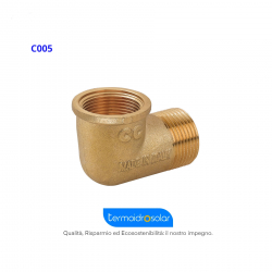 Raccordo a gomito maschio femmina in ottone giallo