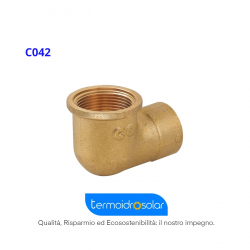 Raccordo Gomito ridotto Femmina Femmina in ottone giallo