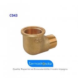 Raccordo a gomito ridotto maschio femmina in ottone giallo