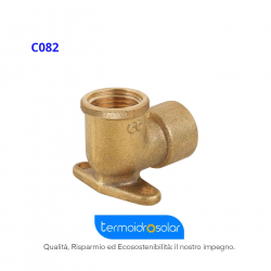 Raccordo a gomito femmina femmina con flangia in ottone giallo