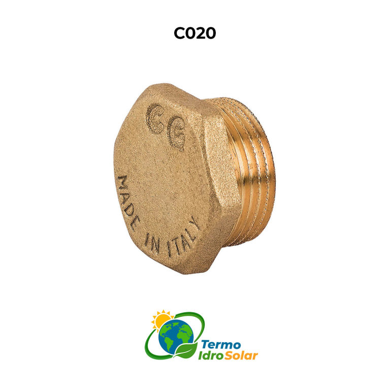C020 Tappo maschio con esagono in ottone giallo
