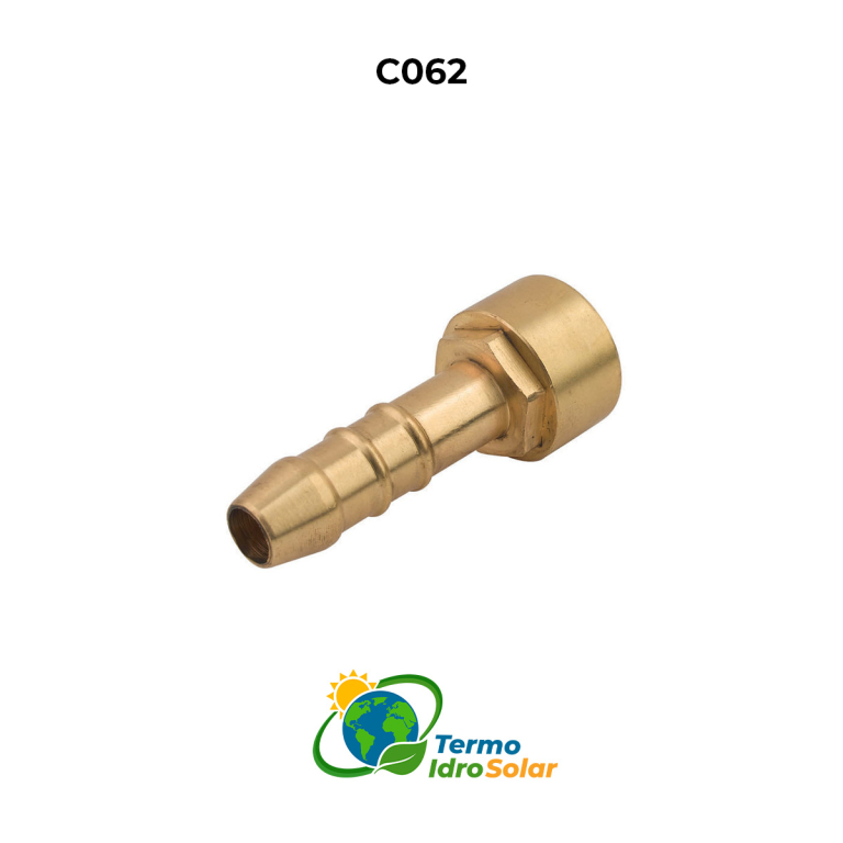 Raccordo portagomma diametro 13 femmina in ottone giallo