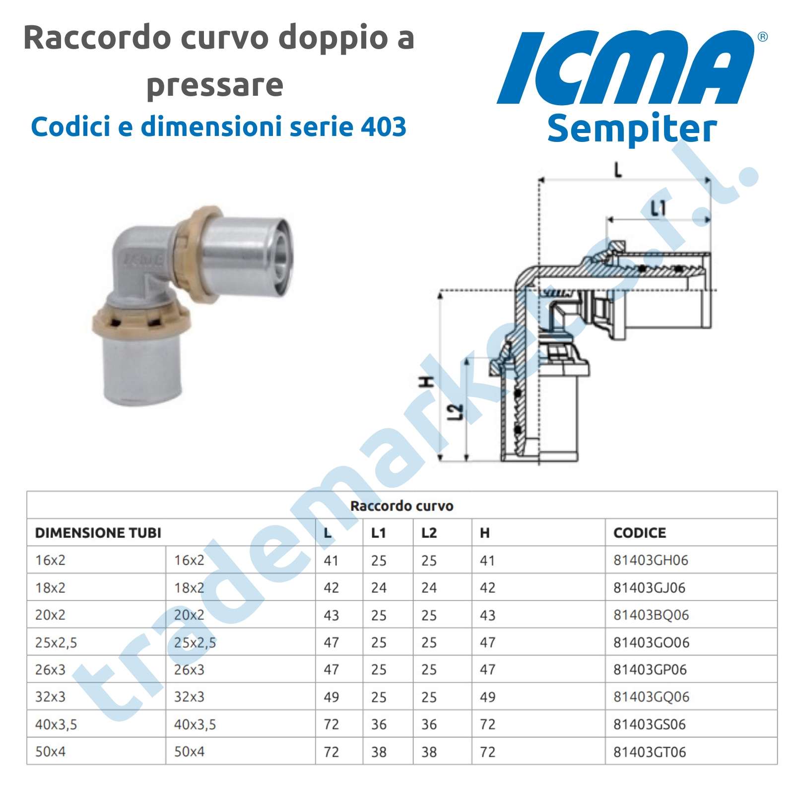 403 Raccordo a pressare curvo doppio - immagine 2