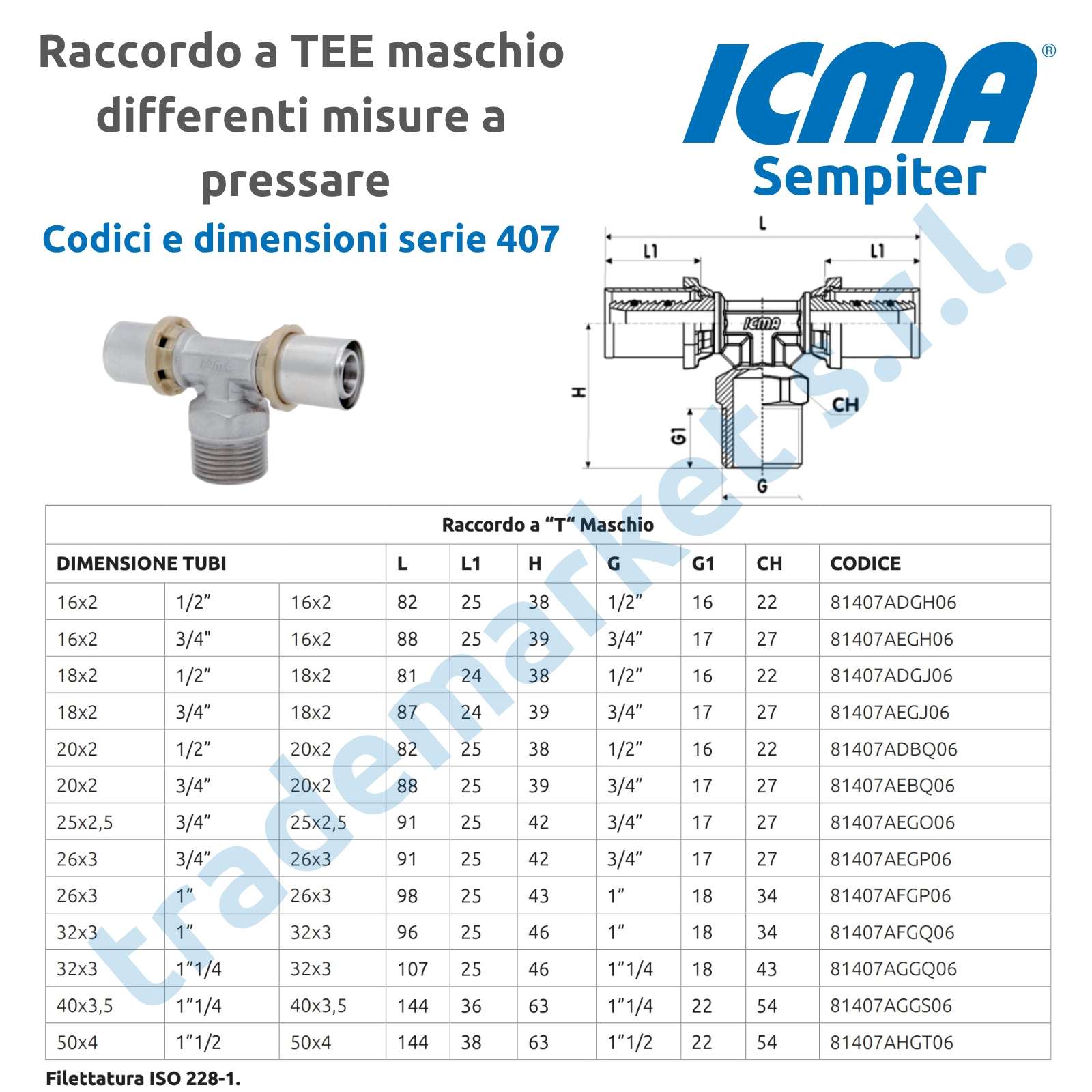 407 Raccordo a pressare a TEE maschio - immagine 2