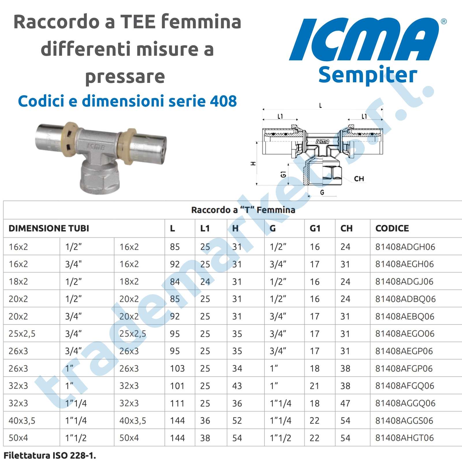 408 Raccordo a pressare a TEE femmina - immagine 2