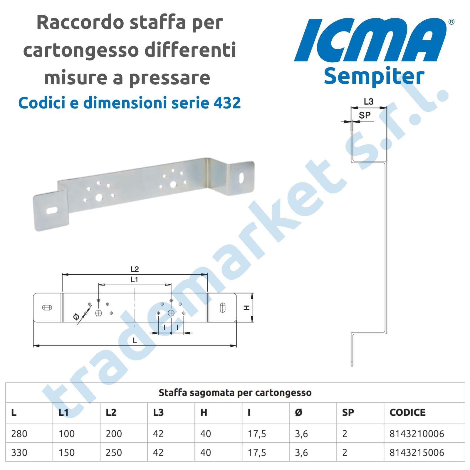 432 Staffa per cartongesso per articoli 410 e 422 - immagine 2