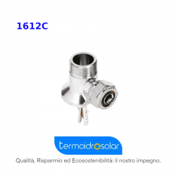 Raccordo curvo maschio con flangia. Cromato lucido