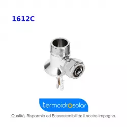 Raccordo curvo maschio con flangia. Cromato lucido