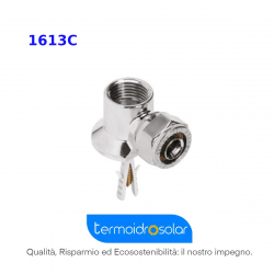 Raccordo curvo femmina con flangia. Cromato lucido
