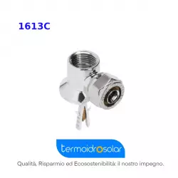 Raccordo curvo femmina con flangia. Cromato lucido